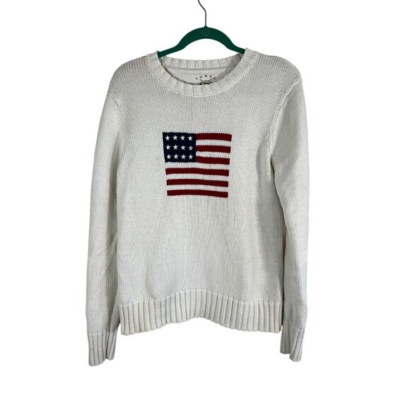 THRE3 Sweaters - Patriotic Knit Sweater Tan XL Americana Nautical Old Money Preppy